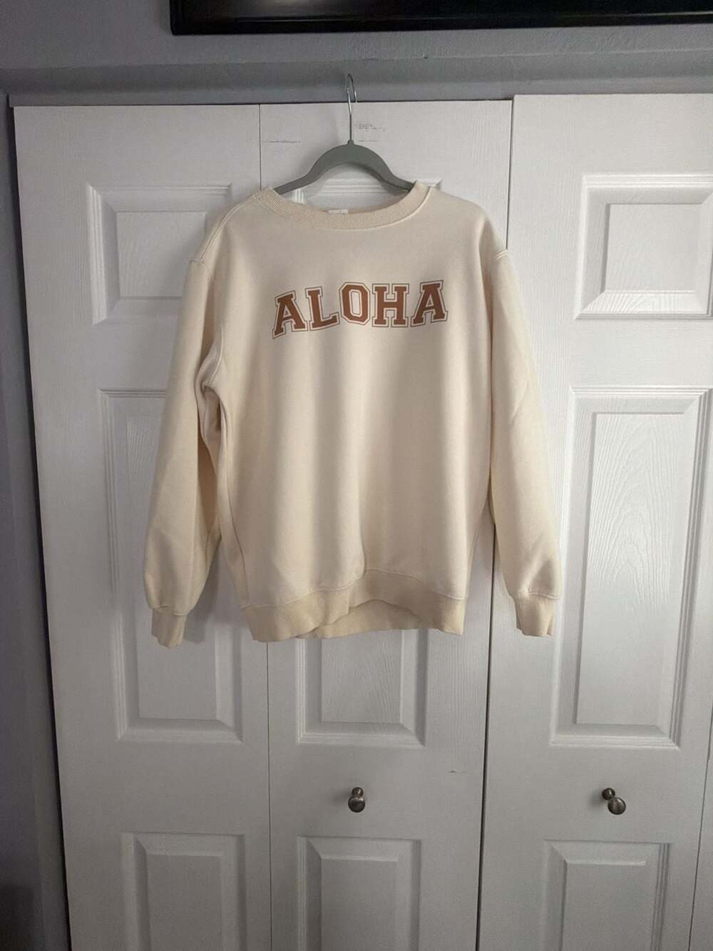 Aloha Graphic Unisex Crewneck Sweatshirt Cream